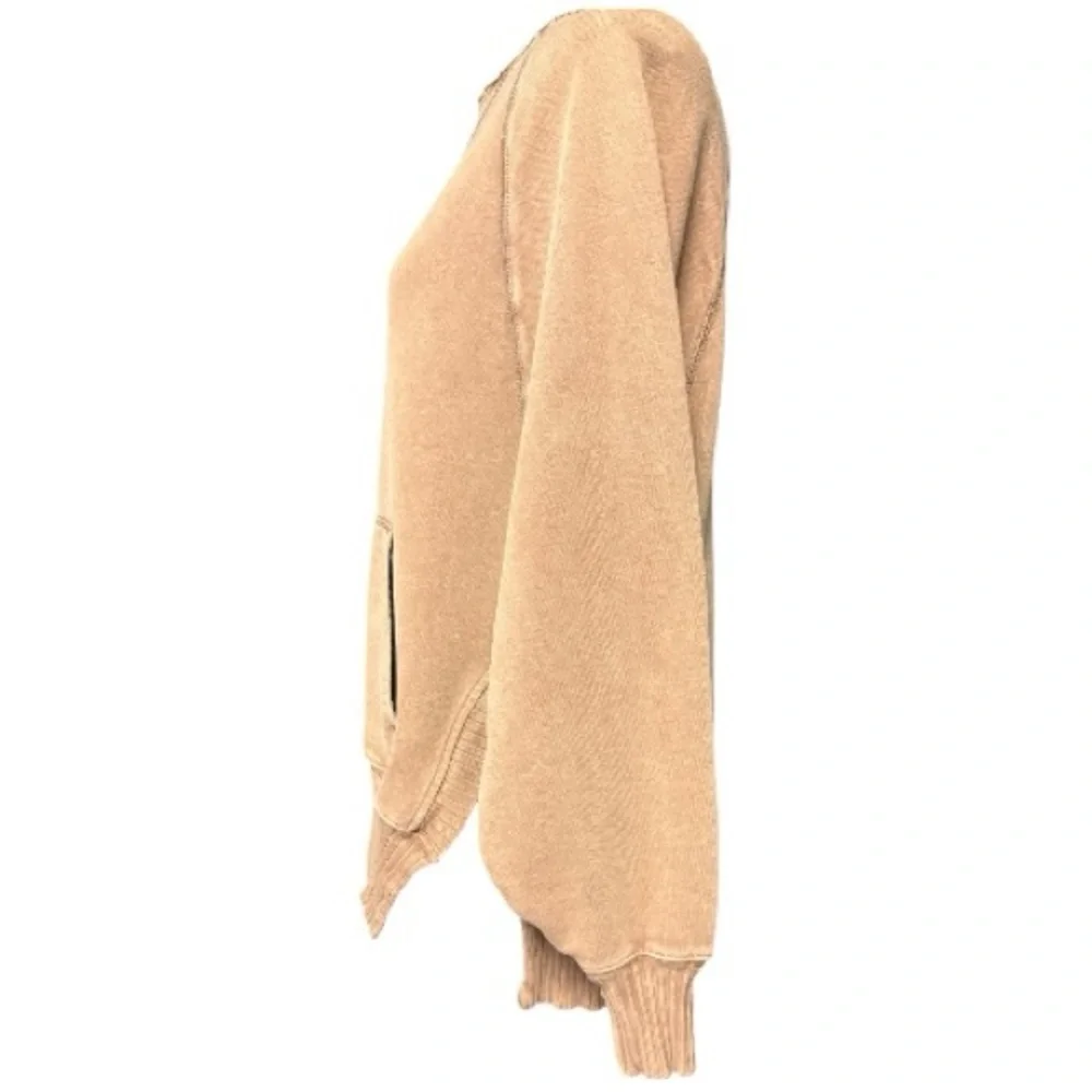 American Eagle Outfitters Beige Washed Crewneck Pullover Size XS